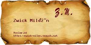 Zwick Milán névjegykártya