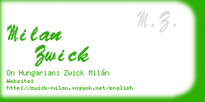 milan zwick business card